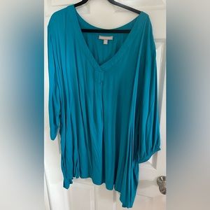 Woman Within 3/4 Sleeve Pleat Front Tunic - Size 5X (36/38)
